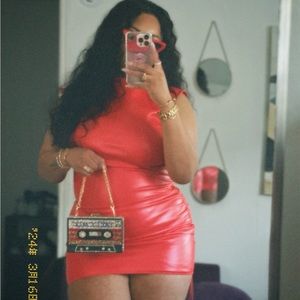 Mars the label Margot faux leather mini dress in red